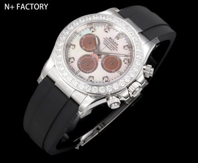 N Factory Rolex Daytona 40mm 7750/4310/4131 Movement 904L Steel White MOP Face Diamond Bezel Watch